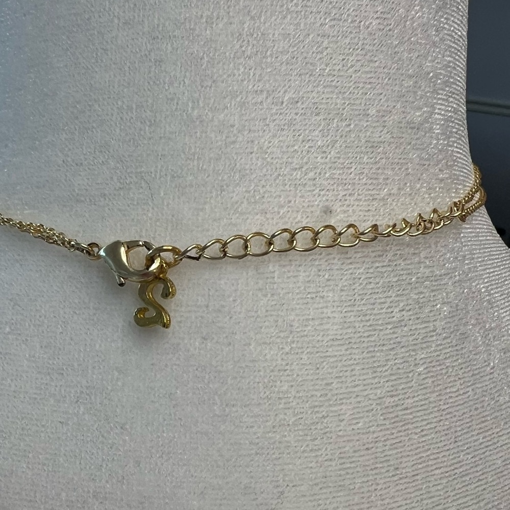 Gold tone costume double layer cresent moon adjustable necklace - Picture 4 of 7